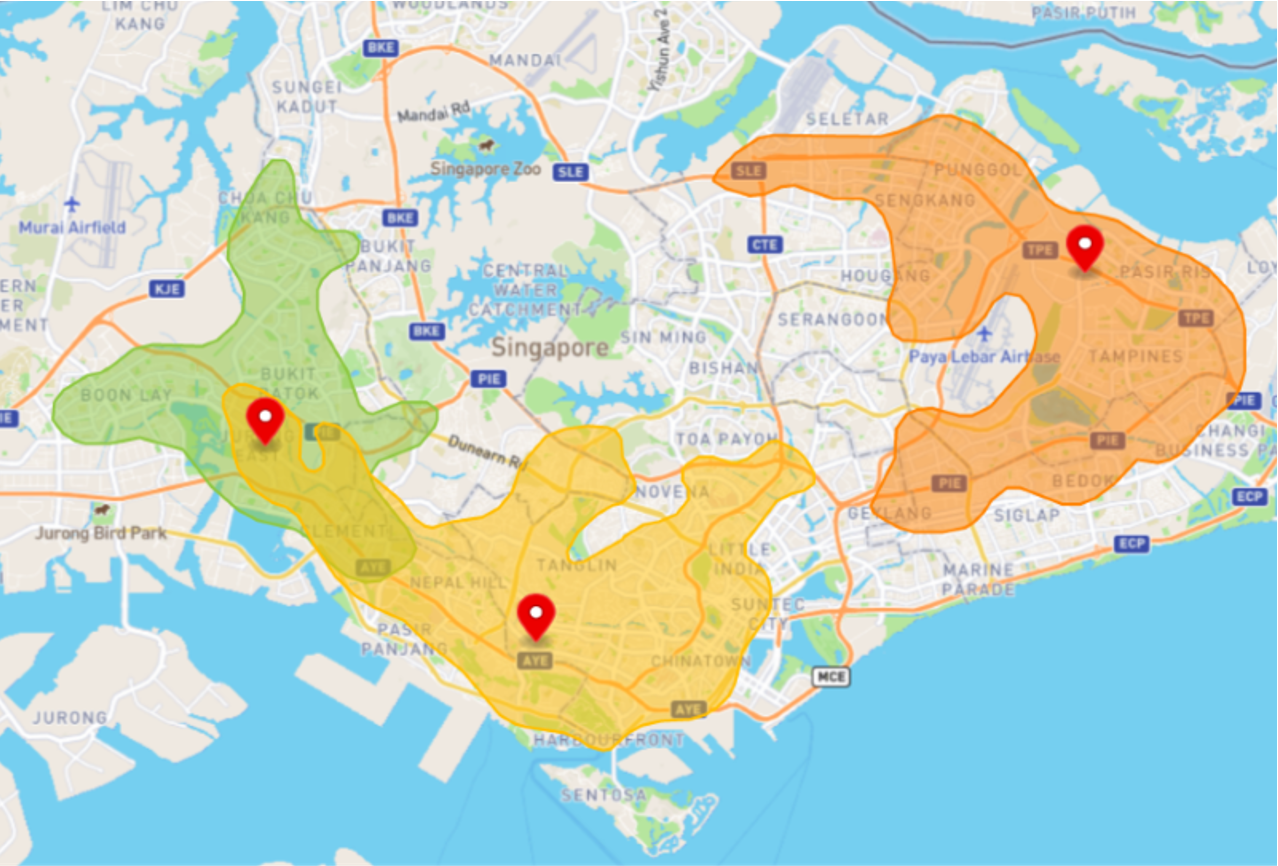 IKEA Singapore catchment area map comparison