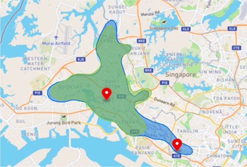 IKEA Singapore catchment area map 2 store comparison