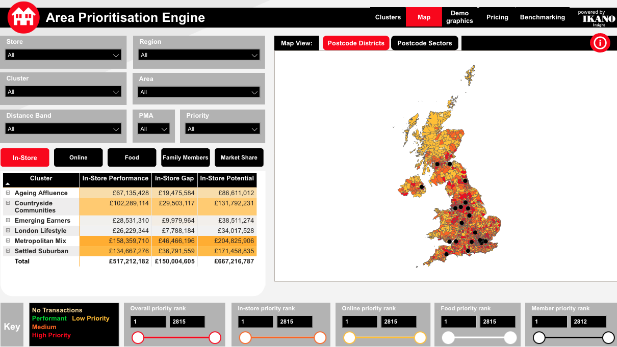 Area prioritisation engine - map module