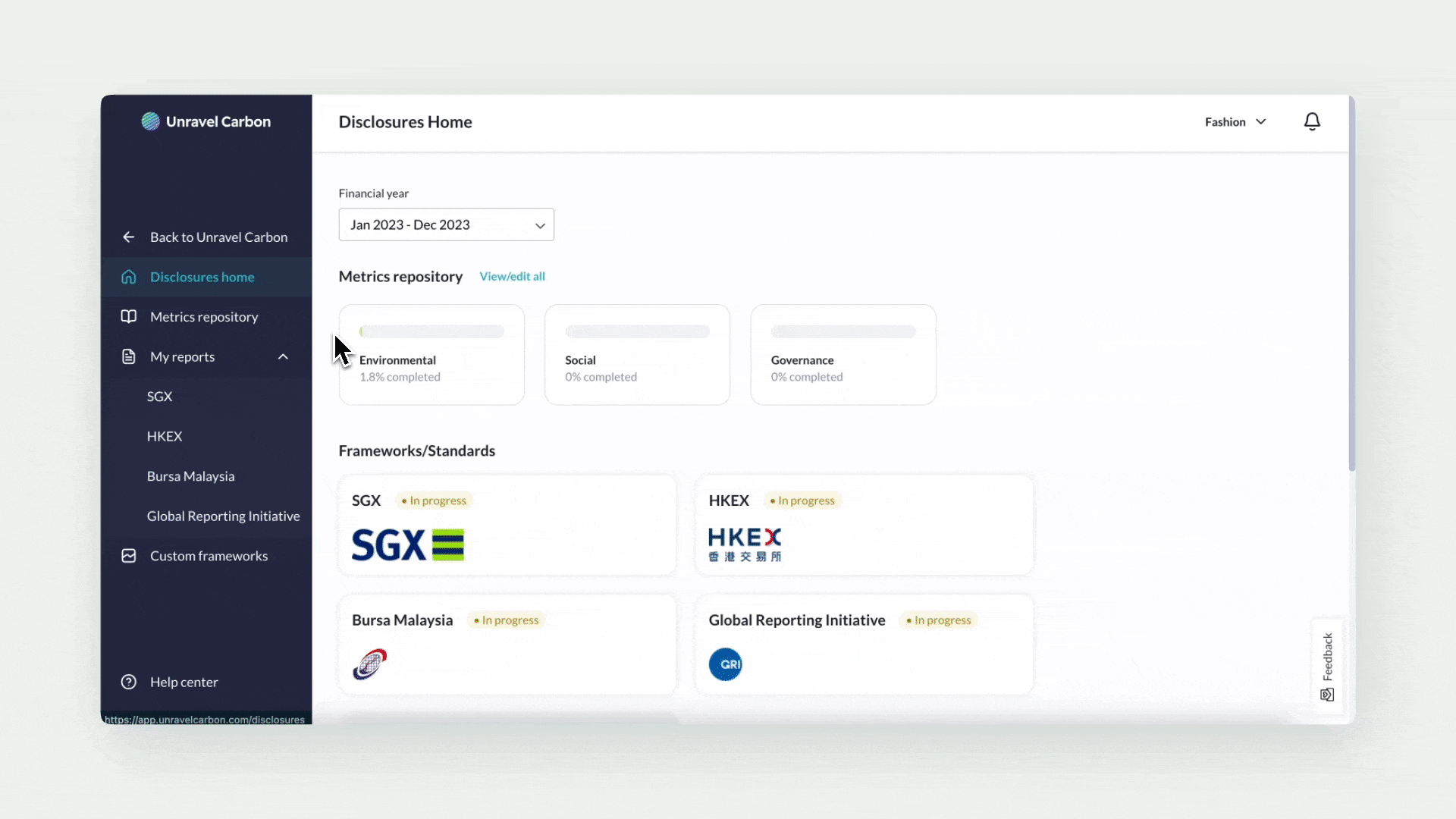 Unravel Carbon automated framework Disclosures