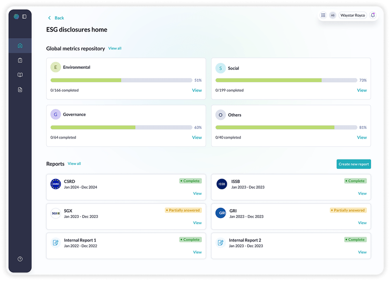 Integrated multiframework esg reporting software 1